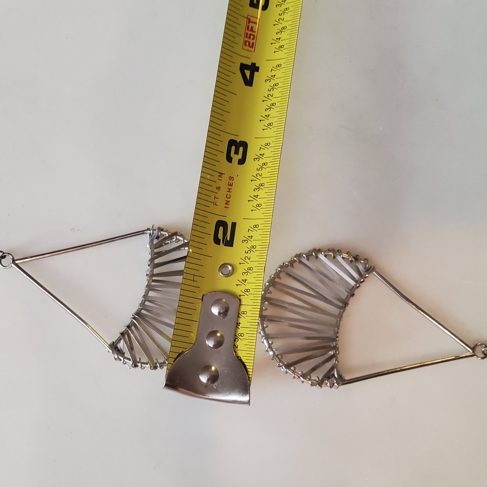 Geometric Triangle Dangling Earrings Silver Metal… - image 6